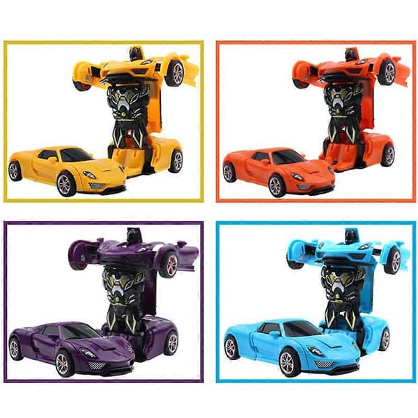 To-i-én transformerende robotbil Porsche model mini automatisk transformerende robotlegetøj Blue