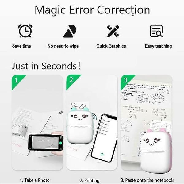 Mini Printer Termisk Printer Foto Billede Etiket Bluetooth Printer Til Mobiltelefon PINK