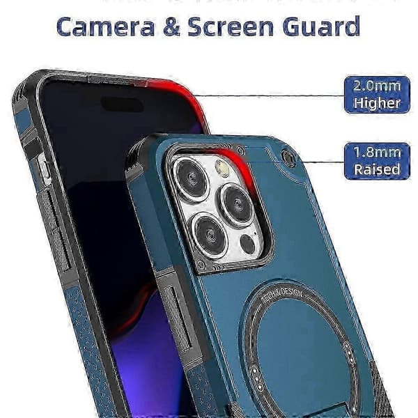 MagSafe-kompatibelt TPU+PC Kickstand Telefoncover med Rem til iPhone 16 Pro Max Multicolor Sapphire