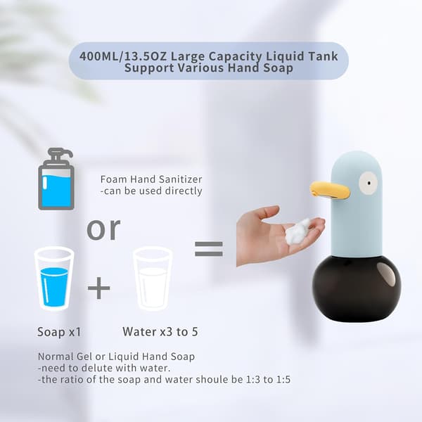 400 ml andeformet automatisk skumsæbedispenser, kontaktløs skumsæbedispenser, USB genopladelig.