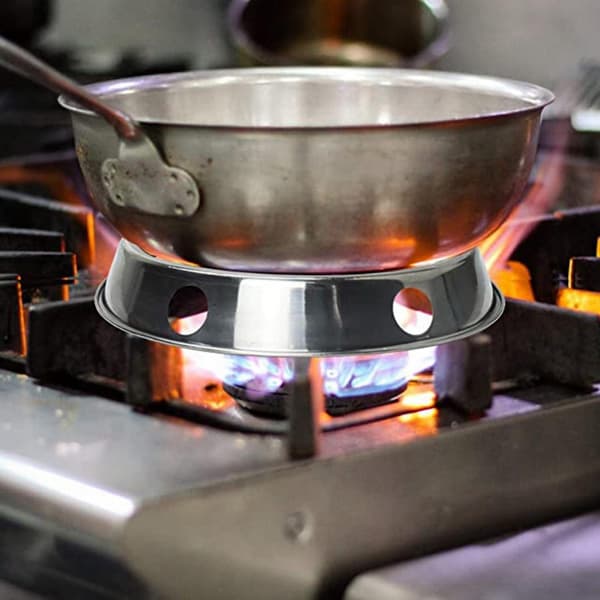 2 STK Rustfritt Stål Wok Ring Metallisk Rund Bunn Wok Stativ 26,5x30 cm Universal Størrelse Tommer for