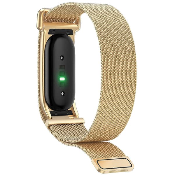 Integreret Milanese magnetisk urrem i rustfrit stål med metalhus til Google Fitbit Air Gold