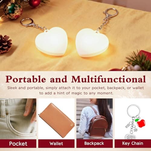 Genopladelig hjerteformet taskelampe med smart sensor: Touch-LED minilampe til håndtaske, nøglering & pung, 2-pak. 2-Pack