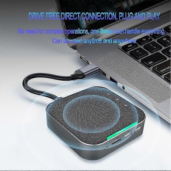 Smart Docking Station Konferencehøjttaler Videokonference Omnidirektionel Mikrofonhub kompatibel med PC Bærbar Computer[ls] Gray