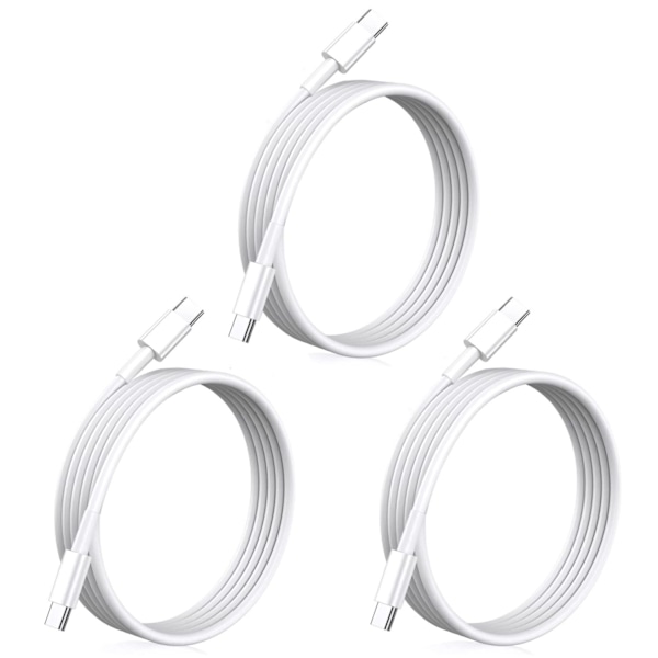 USB-C-kabel 2m 3-pack för iPhone 16, 15, iPad och Mac Vit Vit[HK] Whit White 3-PACK 2M laddkabel