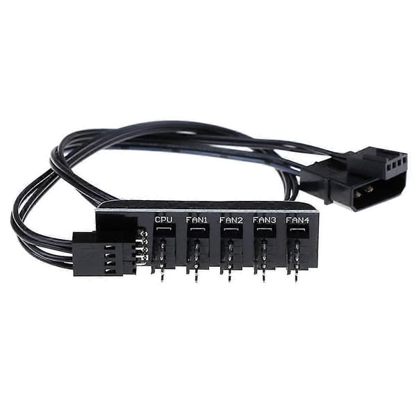40 cm 1 til 5 4-bens Pwm CPU-køler/kabinet/chassis køleblæserkabelhub splitteradapter sort ærme – LS