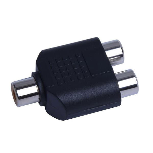 2 stk. RCA AV splitter Y-adapter 1 hun til 2 hun, sort Svart