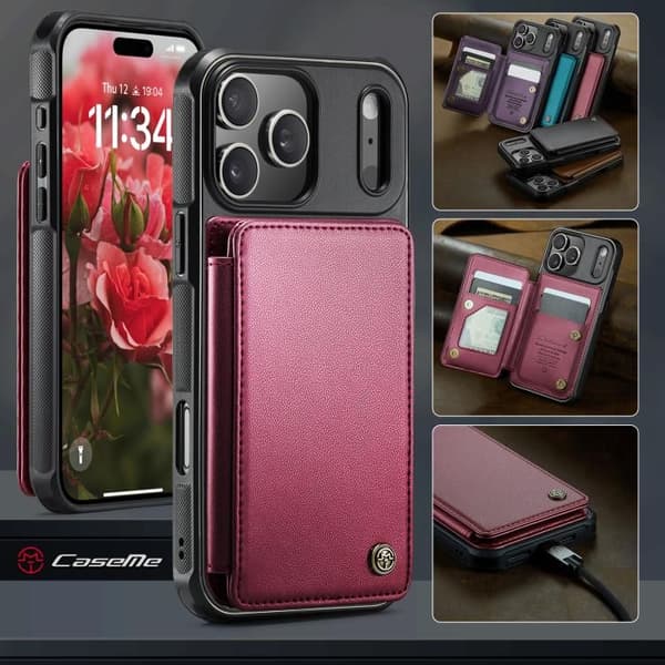 [LLC] iPhone 17 Pro-deksel med kortspor og RFID-beskyttelse R\u00f6d