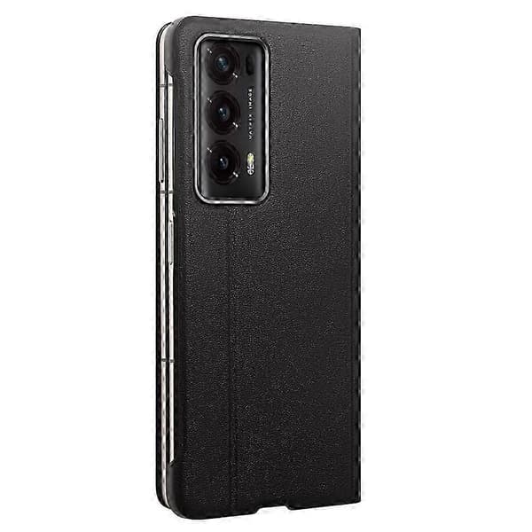 Äkta kohudsfodral med smart visningsfönster kompatibelt med Honor Magic V2 5G Black
