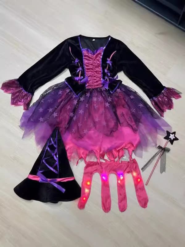 Heksekostume til piger Lysende Heks Halloween Kostumer 100