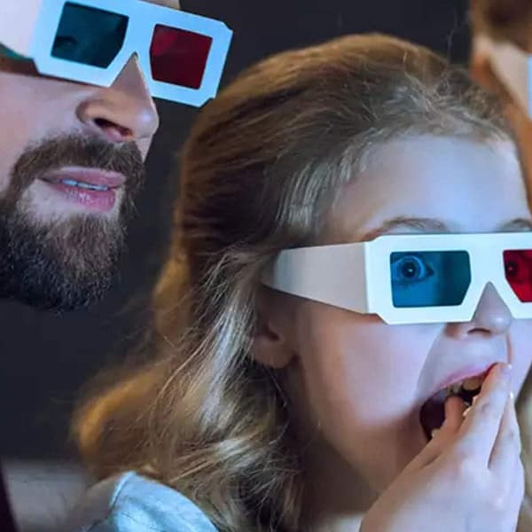 10 par röda och blå pappers 3D-stereoglasögon för filmdekoration