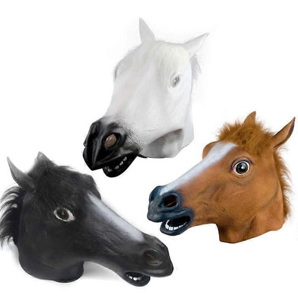 Halloween Hestemaske Cosplay Maskerade Morsom Halloween Hestehode Maske Hodeplagg white