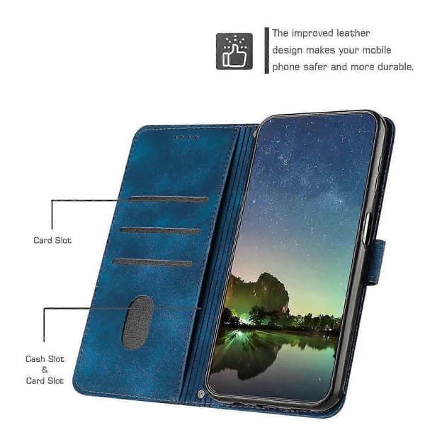 Fodral för Honor Magic 7 Lite Skyddande Flip PU Läder Telefonfodral Kompatibel med Honor Magic 7 Lite Blue