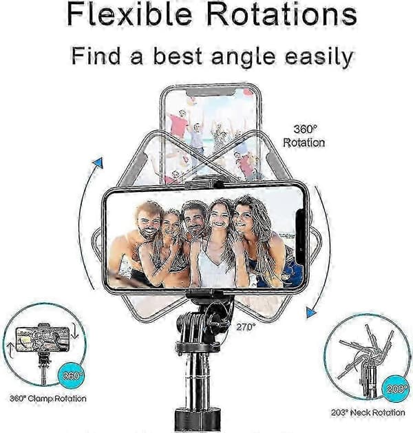 Bluetooth Selfie Stick Stativ for Telefoner og Kameraer, Ideell for Reise
