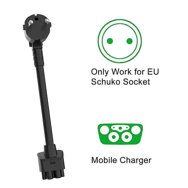 EU Schuko-adapter til Tesla Model S 3 X Y Gen 2 UMC Universal Mobile Connector 16A-adapter Svart