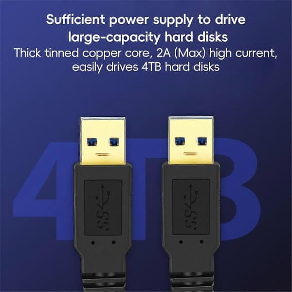 0,3 m USB 3.0 han til han mobil harddisk boks datakabel bærbar radiator forlængerledning, sort[ls]