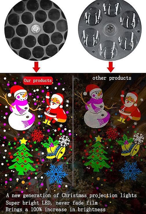 16 Mønster Snøfnugg Roterende Projektor—ls Black