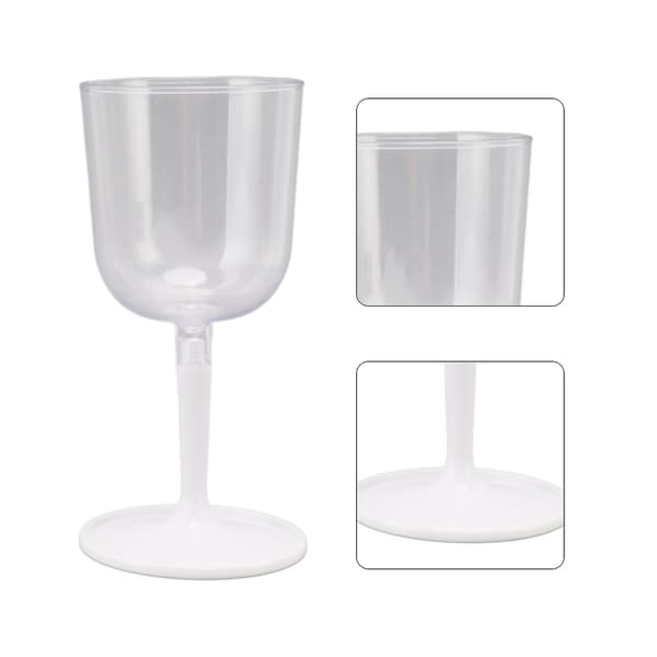 Bærbare sammenleggbare vinglass, knussikre, klare, avtakbare plastvinglass for utendørs camping og reiser White