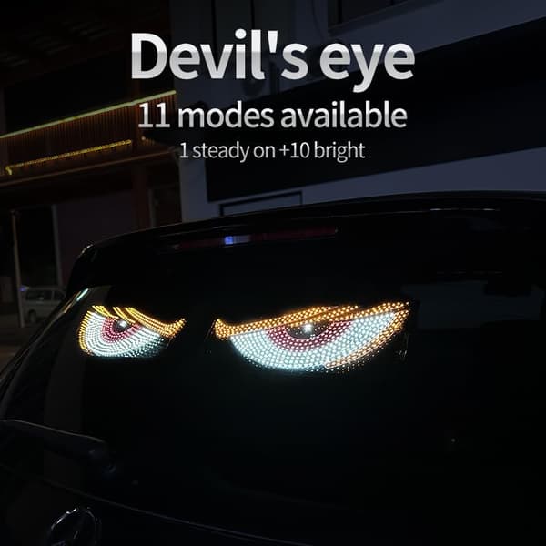 Dynamiske Demon Eye LED Frontrutelys - USB-styrte Dekorasjonslys for Lastebil/Bil med Trykknapp White
