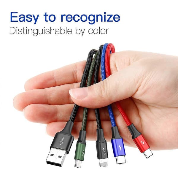 BASEUS Rapid Series 4 i 1 USB-kabel iP 2 x Type C Micro USB Data Sync-kabel Opladerkabel til iPhone[ls]