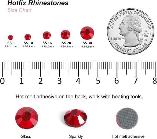 8000 stk Siam Røde Hotfix Rhinestones til Håndværk, SS6, 1,9-2,1 mm Siam Siam SS6