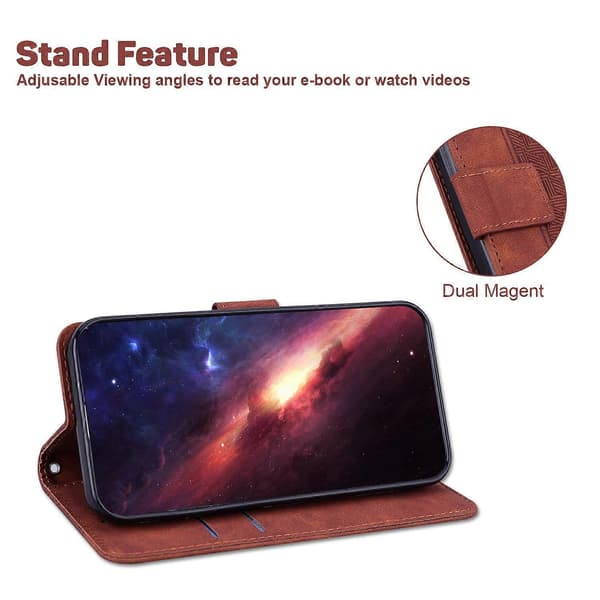 Til Nothing Phone 1 Geometrisk præget flip læder telefoncover Brown