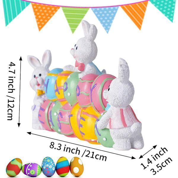 3 Easter Bunnies Holding Eggs, Resin Easter Bunny Figurines, Desktop Decorations, Suitable for Spring Decoration Easter Home Office