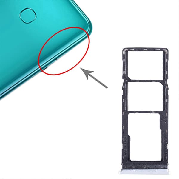 For Tecno Spark Go 2022 SIM-kortskuff + Micro SD-kortskuff Silver
