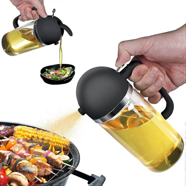 500 ml oljesprøyte 2-i-1 oljedispenser oljesprayflaske for matlaging Black