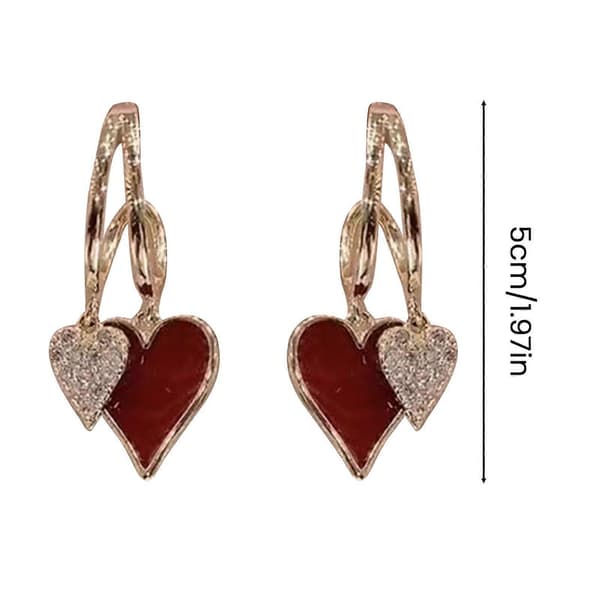 Kærlighedshjerte Dingleøreringe til Kvinder Rhinestone Hjerte Drop Øreringe Gnistrende Øreringe Valentinsdag Jubilæumsgave til Hende KAESI—ls White
