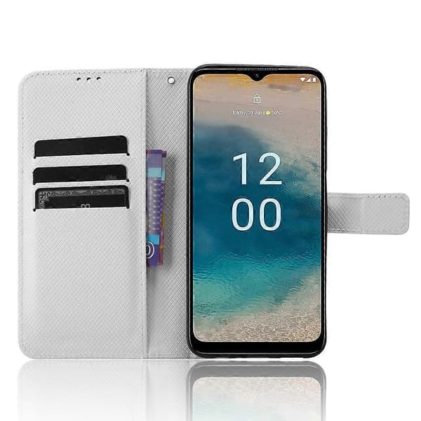 Til Nokia G22 4G Diamant Tekstur Læder Telefoncover White