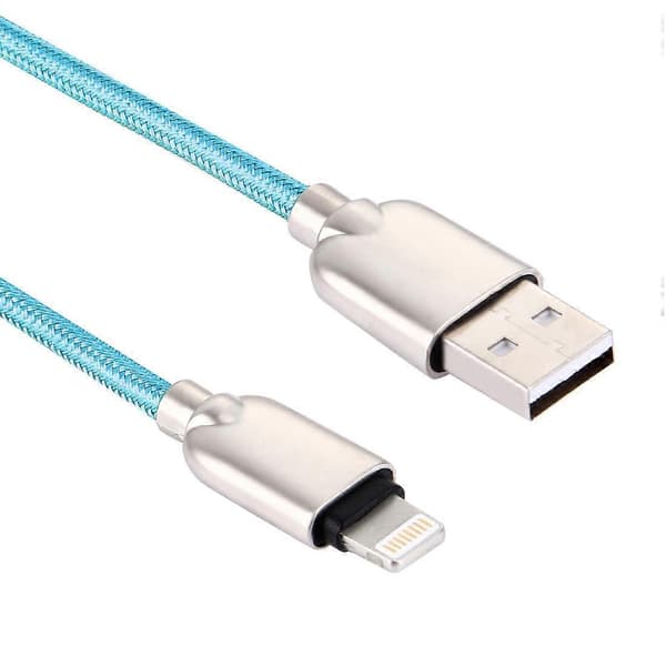1m flettet 108 kobberkjerner 8-pinners til USB data synkroniserings- og ladekabel for iPhone, iPad Blue