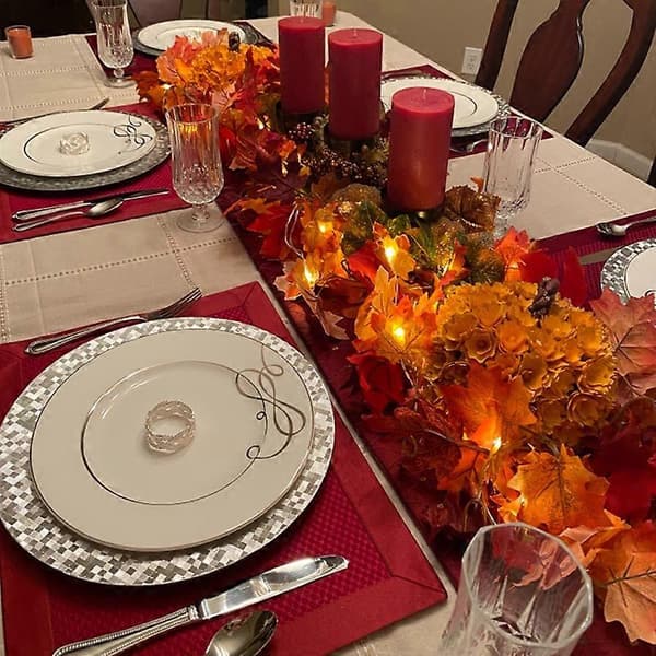 Thanksgiving Lights Fall Maple Leaves String Lights Thanksgiving Decorations Autumn Garland Home Indoor Decor Lights Style E