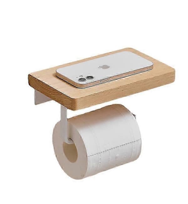 Selvklæbende træ toiletpapirholder, borefri badeværelsesmontering