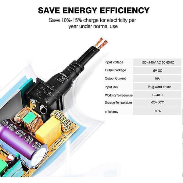 Ac100-240v til Dc5v8a Maks40w Passer 7a 6a 5a 4a 3a 2a 1a Enhet Transformator Strømadapter Omformer Med—ls