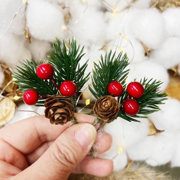 20-delt julepynt: Kunstig juletræ rød grankogle dekoration DIY grannåle