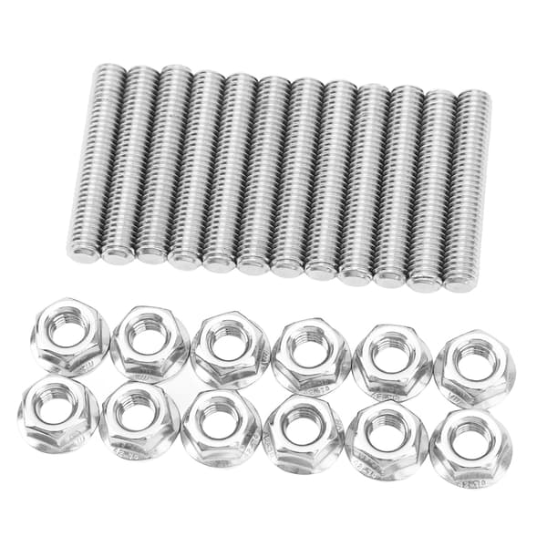 12 stk. Cylinderhovedbolt-sæt i rustfrit stål, udstødningsmanifold-pindbolte, erstatning til Chevy V8 LSX LS1 LS2 LS3 LS6 LS7