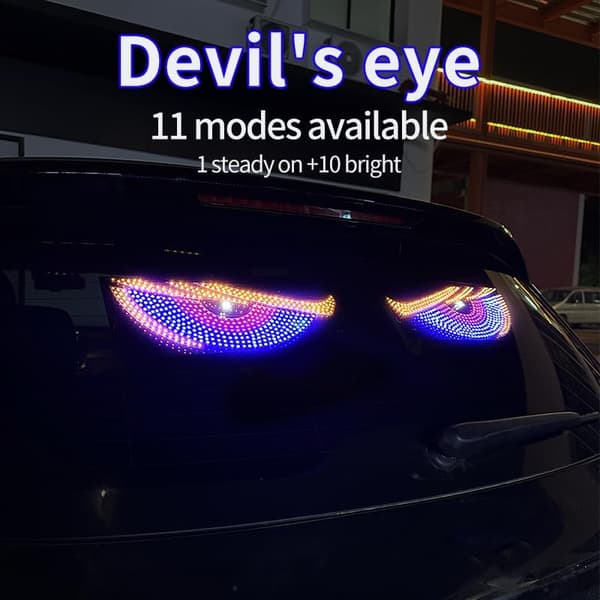 Dynamiske Demon Eye LED-frontrutelys - USB-kontrollerte dekorasjonslys for lastebil/bil med trykknapp —ls blue