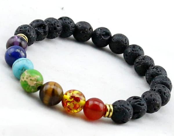 7 Chakra Healing Pärlarmband Naturligt Lavasten Diffuser Armband