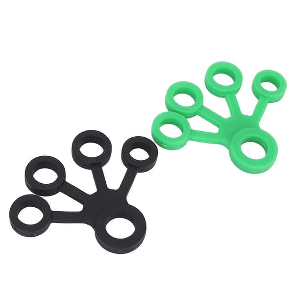2 stk. silikone fingerstrækker bærbar elastisk håndmodstandsbånd styrker 11LB (mørkegrøn sort) 5 5