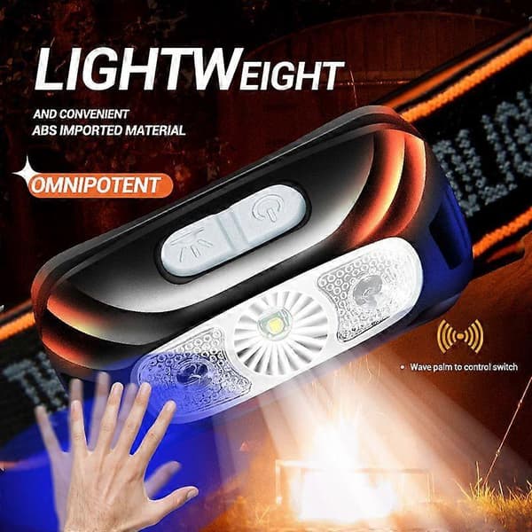 Mini bærbar LED-hodelykt med sensor og innebygd batteri for utendørs camping nødlykt – LS PACKAGE A