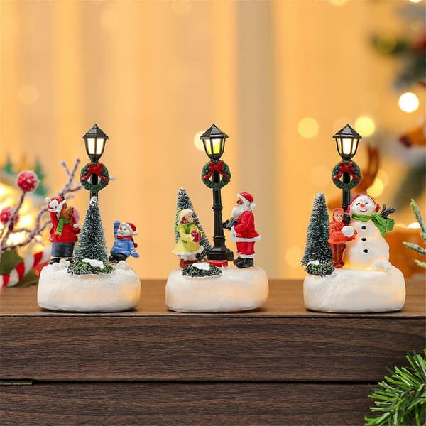 Oplyst LED Julebordlampe Dekoration Harpiks Gadelampe Julepynt til Vinterfest B