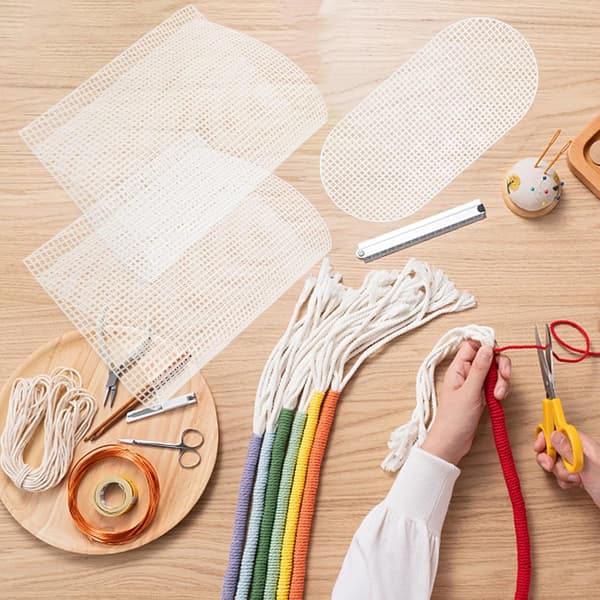 Gør-det-selv plastnetdug til broderi og syning Plastdug, stor hvid taske