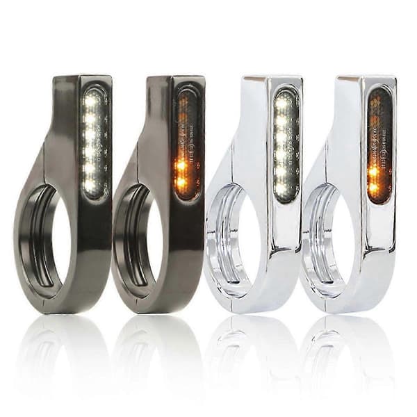 Motorcykel forgaffel LED blinklys universelle sekventielle switchback kørelys 12V ravfarvede blinklys Black