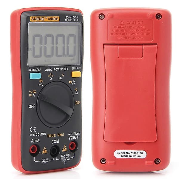 AN8008 True RMS LCD Digitalt Multimeter Voltmeter Amperemeter AC DC Spænding Strøm—ls