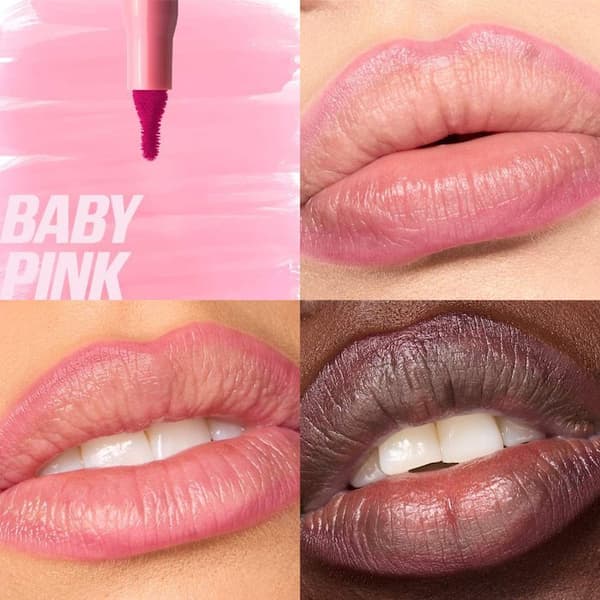 Huda-Beauty 12-timers langvarig leppeblyant, lipgloss og geleleppeolj Pink Peptide