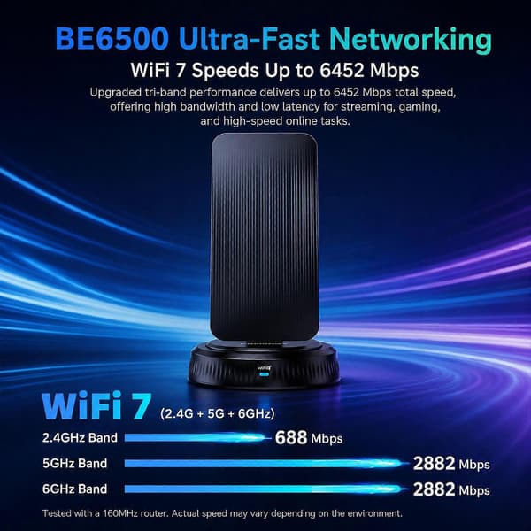 COMFAST CF-986BE PRO BE6500 WiFi 7 USB-sovitin kolmitaajuuksinen 6452Mbps langaton verkkokortti Not Specified