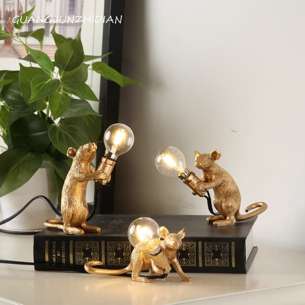 Musebordlampe, Kreativ harpiksbordlampe, Sengelampe, Indretning