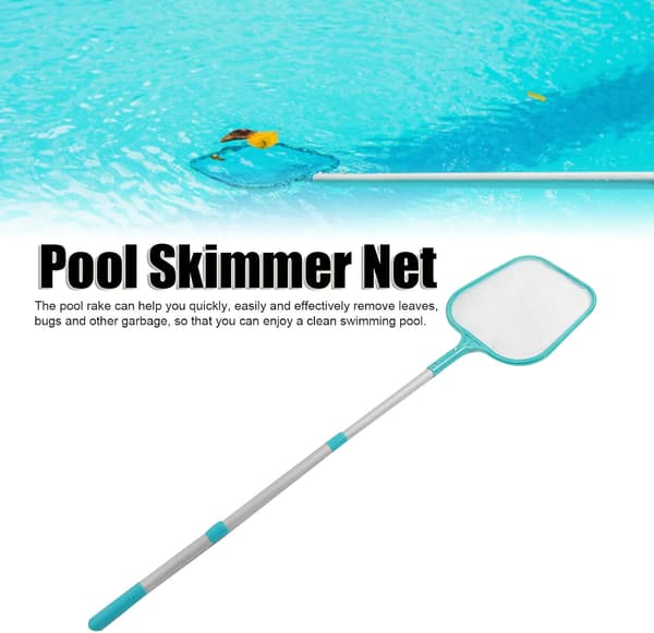 Poolskimmernet, nylonløvrive med stang, poolrengøringssæt til nem vedligeholdelse og fjernelse af snavs