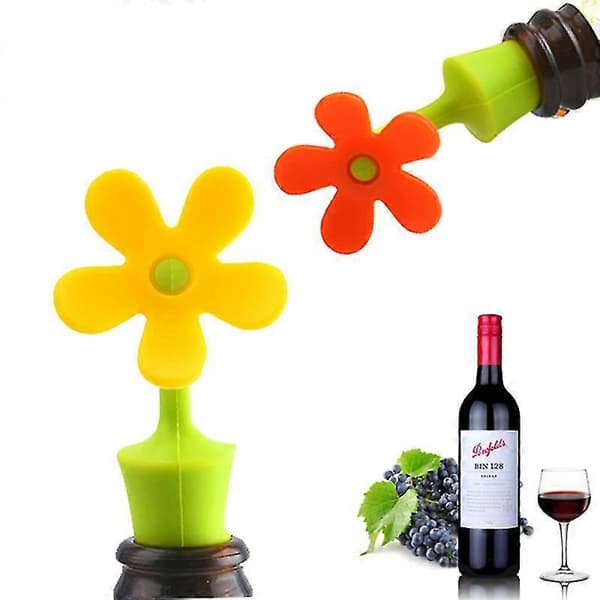 4 stk. blomster vinflaskepropper, genanvendelig blomsterformet vinprop til vinflasker[ls]